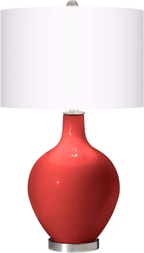 Vista 2 de Color + Plus OVO - Lámpara de mesa de 28 1/2 pulgadas de alto, cristal rojo Cherry Tomato