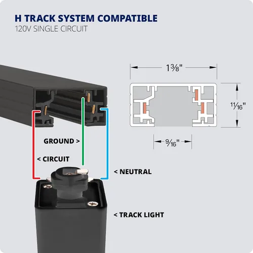 Vista 4 de WAC Lighting Charge 8010 LED Cabezal de Riel Ajustable 5-CCT Seleccionable 9W 865 Lúmenes Totalmente Regulable en Blanco para Riel de 3 Cables
