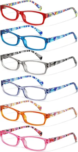 Vista 14 de Reading Glasses for Women, Rectangle Readers for Women with Blue Light Blocking Spring Hinge Eyeglasses UV Filter