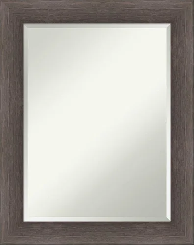 Vista 57 de Amanti Art Espejo de pared marrón de 26 x 22 pulgadas, espejo rectangular de baño de Alejandría marrón rústico para decoración de pared, sala