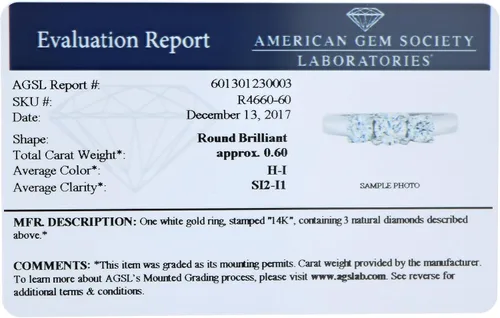 Vista 2 de Vir Jewels - Anillo de compromiso de diamantes con 3 piedras certificadas de 0,60 quilates, oro blanco de 14 quilates SI2-I1