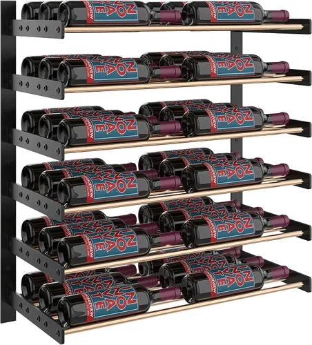Vista 17 de VintageView Evolution Wine Wall 30 3C - Estante moderno para vino (54 botellas, negro mate/bronce dorado)