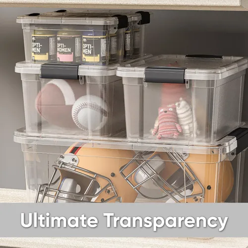 Vista 8 de Superio Contenedor de plástico transparente de 7.4 cuartos con tapa, no tóxico, sin BPA, sin olor, caja de almacenamiento organizadora, recipiente