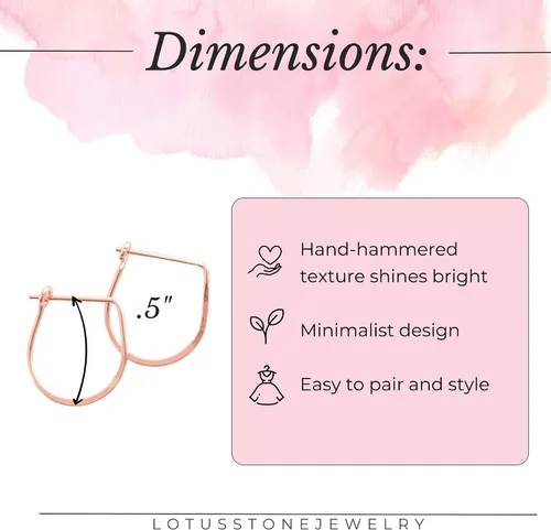 Vista 40 de Aretes de aro finos martillados, elegantes plata esterlina geométrica sólida, relleno de oro y relleno de oro rosa; para mujer por Lotus Stone