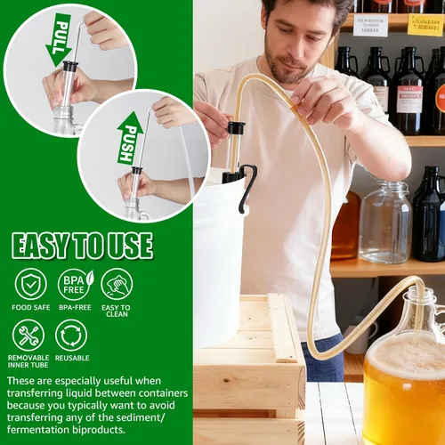 Vista 2 de Sifón automático para elaboración de vino, sifón automático de 14 pulgadas de grado alimenticio con bastón de estante de 3/8 pulgadas, manguera
