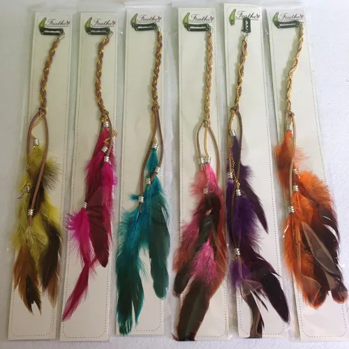 Vista 2 de 6 extensiones de cabello hippie boho hechas a mano para mujer con clip de plumas, peine de accesorios de bricolaje, tocado de horquilla