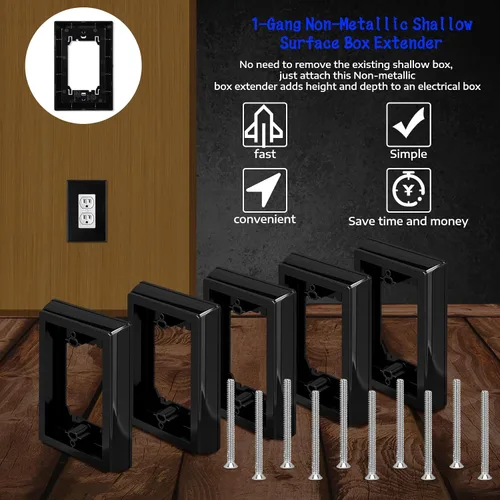 Vista 4 de Kanayu Extensor de caja eléctrica de 4/5 de una sola banda, con certificación UL, extensores de receptáculo para caja eléctrica e interruptor