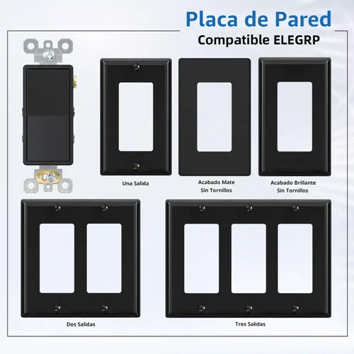 Vista 6 de ELEGRP Interruptor de luz decorativo de 4 vías, 15 amperios, 120-277 voltios, interruptor de pared basculante decorativo de CA de repuesto