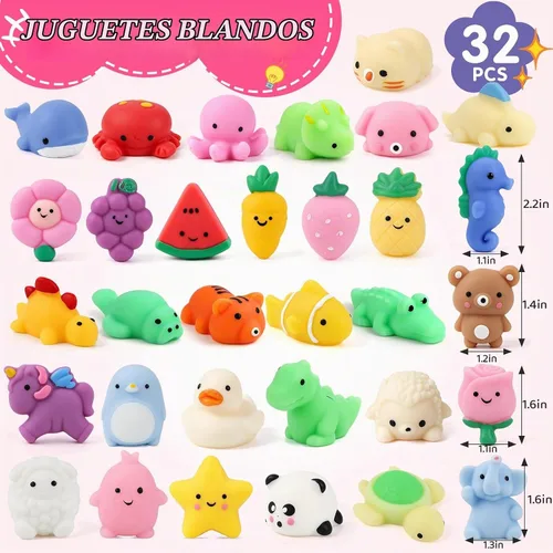 Vista 4 de 32 Pack Mochi Squishy Toys, Kawaii Squishies Party Favors for Kids