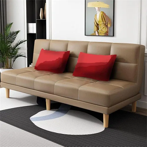 Vista 12 de LAKIQ Sofá futón de piel sintética, sala de estar, dormitorio, sofá cama convertible, sofá cama de espuma viscoelástica, sofá cama para habitaciones