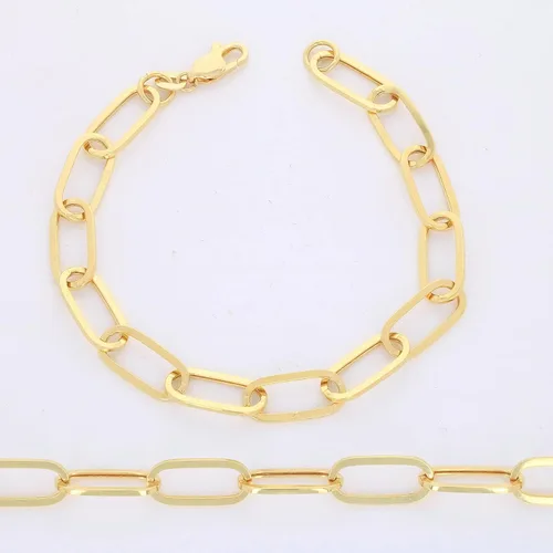 Vista 4 de Nuragold Pulsera de cadena de eslabones de cable Rolo alargada de oro amarillo de 10 quilates de 0.236 in, joyería para mujer, cierre de langosta
