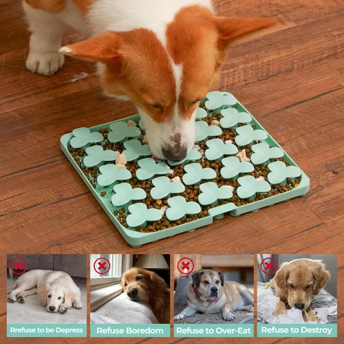 Vista 7 de Puzzle Feeder Tapete de olfateo para perros, tapete para lamer perros para comer más lento, juguetes de rompecabezas para perros de razas grandes