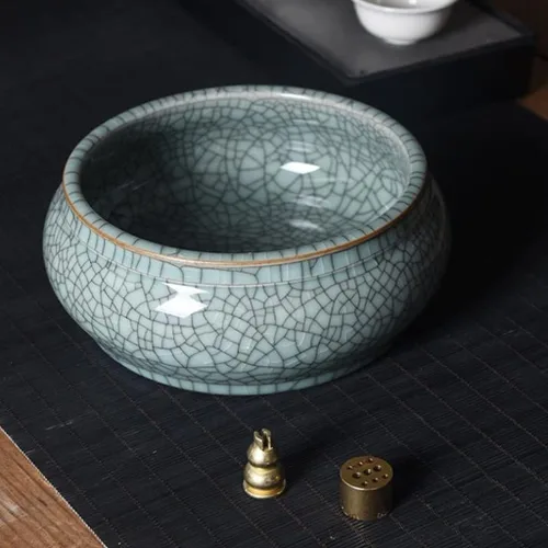 Vista 4 de BONAD Incense Holder Celadon Incense Burner Ceramic Large Incense Burner Household Plate Incense Sandalwood Tower Incense Living Room Incense Cone