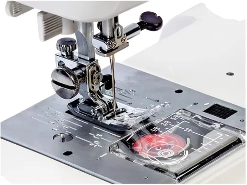 Vista 5 de Janome HD5000 Máquina de coser resistente para principiantes, máquinas de coser mecánicas portátiles con accesorios y cubierta, máquina de coser