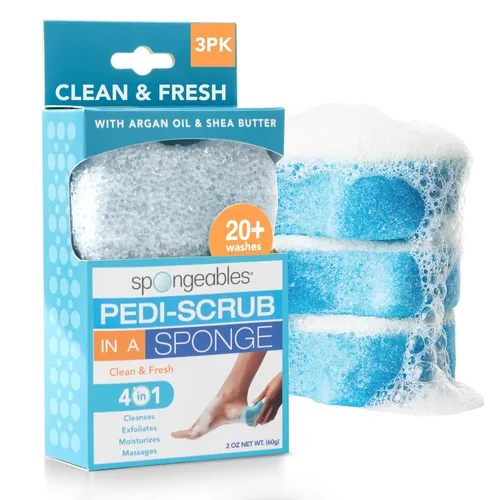 Vista 17 de Spongeables Pedi Scrub Foot Exfoliating 20+ Wash Sponge