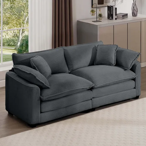 Vista 35 de Aoowow Sofá de dos plazas de pana, modernos sofás de nube de 2 plazas para sala de estar, sofás modulares de nube seccionales con asiento profundo