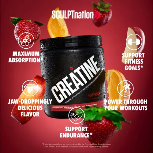 Vista 2 de Sculpt Nation by V Shred Creatine - Polvo de monohidrato de creatina premium para apoyar los músculos, la energía y la función cerebral, creatina