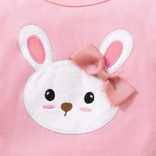Vista 6 de Conjunto de 3 piezas de ropa para niñas con estampado de conejito + vestido de tutú + diadema para niñas