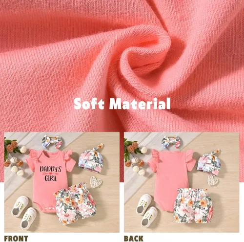 Vista 5 de Aalizzwell Conjunto de pantalones cortos para bebé recién nacido para el verano