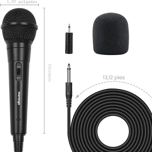 Vista 5 de Marengo Micrófono de Mano con Cable, Micrófono Vocal Dinámico Cardioide con Cable de 13 pies e Interruptor de Encendido/Apagado, Idealmente Adecuado
