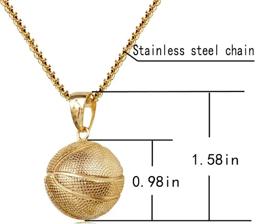 Vista 4 de COLORFUL BLING Colgante de baloncesto cadena de acero inoxidable collar deportivo joyería hip-hop regalo para fanáticos del baloncesto Metal