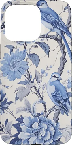 Vista 28 de Chinoiserie Floral Toile Blue and White Case for iPhone 16