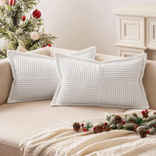 Vista 85 de MIULEE - Juego de 2 fundas de almohada beige de 12 x 12 pulgadas con entretejido, fundas de almohada a rayas bohemias supersuaves con textura