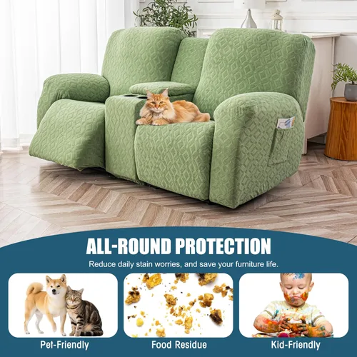 Vista 26 de Gennia Funda Impermeable para Silla Reclinable, Fundas Elásticas para Sofá Reclinable con Bolsillos, Fundas Lavables para Silla Reclinable Lazy Boy