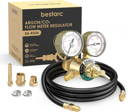 Vista 10 de Bestarc Argon - Regulador de gas con medidor de flujo de CO2 con manguera