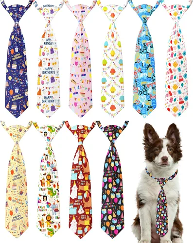 Vista 29 de PET SHOW Paquete de 10 corbatas para perros de feliz cumpleaños, XS