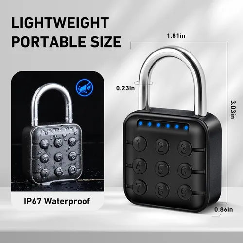 Vista 5 de Auntyfey Cerradura de combinación inteligente para casillero, candado digital para cerradura de casillero de gimnasio con aplicación, cerradura