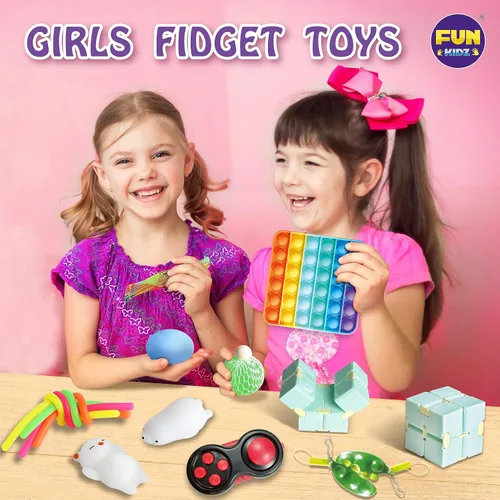 Vista 2 de Caja de juguetes para niñas y niños, FunKidz paquete misterioso de juguetes sensoriales para la ansiedad para niños, regalos para fiestas, premios