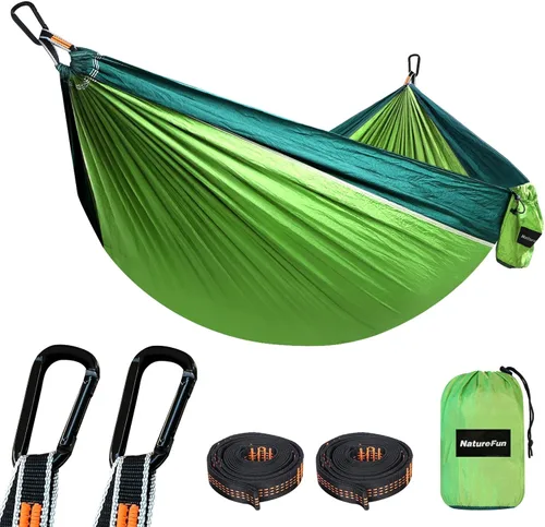 Vista 9 de NATUREFUN Hamaca ultraligera para viajes y camping Capacidad de carga de 300 kg, transpirable, de secado rápido Incluye 2 mosquetones premium, 2