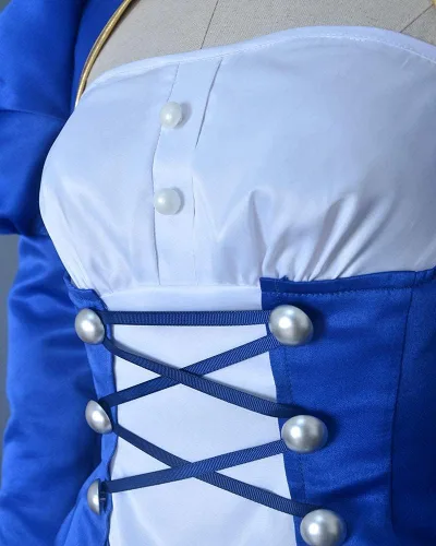 Vista 5 de miccostumes - Disfraz de sable azul para mujer