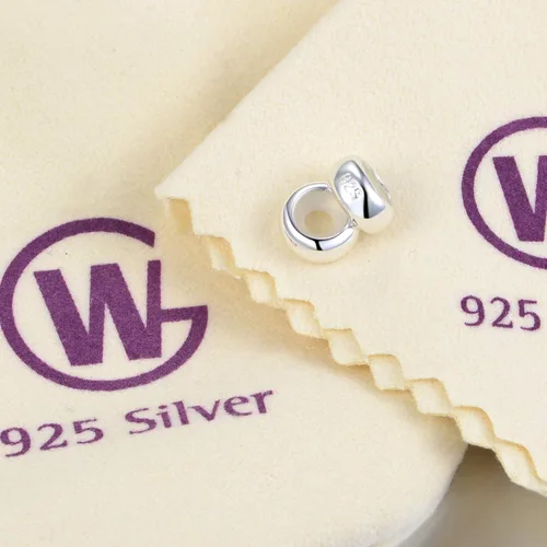 Vista 5 de GW Colgantes redondos de plata de ley para pulseras europeas, 2 unidades, Metal