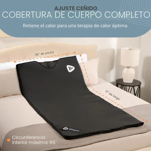 Vista 5 de Manta de sauna infrarroja LifePro para desintoxicación y relajación – Sauna portátil de infrarrojos lejanos para el hogar para desintoxicación