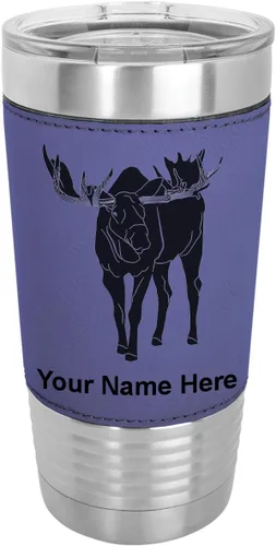 Vista 19 de LaserGram Vaso aislado al vacío de 20 onzas, alce, grabado personalizado incluido (piel sintética, estilo béisbol)