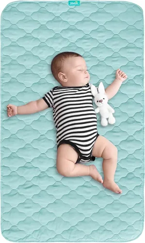 Vista 9 de Almohadillas de entrenamiento para ir al baño para niños pequeños, protector de colchón de cuna impermeable para almohadilla de humectación, Blanco