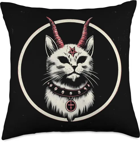 Vista 4 de Devil Cat Occult Satanic Baphomet Throw Pillow