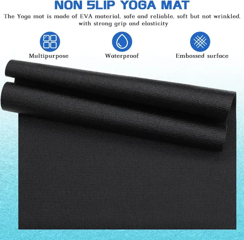 Vista 2 de Riakrum 20 tapetes de yoga para ejercicio, con correa de 68 x 24 pulgadas, tapete de yoga antideslizante para mujeres y hombres, suministros