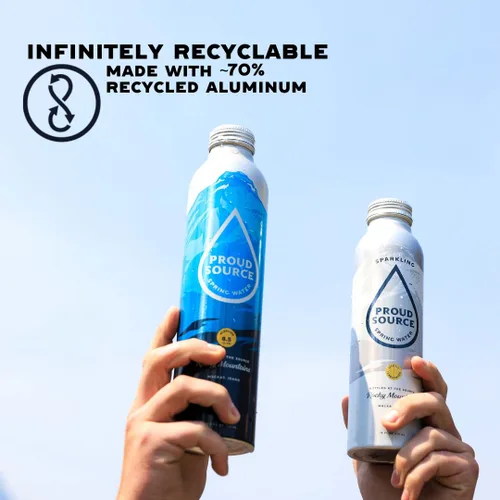 Vista 5 de Proud Source - Agua alcalina de manantial, minerales naturales + electrolitos, aluminio infinitamente reciclable, sin BPA