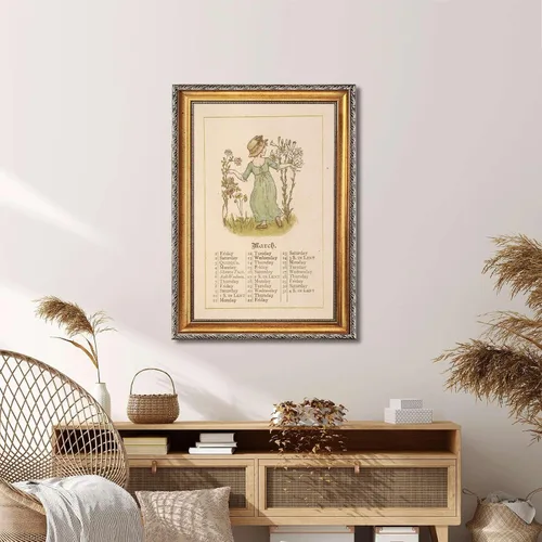 Vista 4 de Vintage Framed Woman with Flowers Wall Art, Canvas Print Oil Paintings Reproduction World Classics, Retro Style Poster Painting Pictures, Cute Home