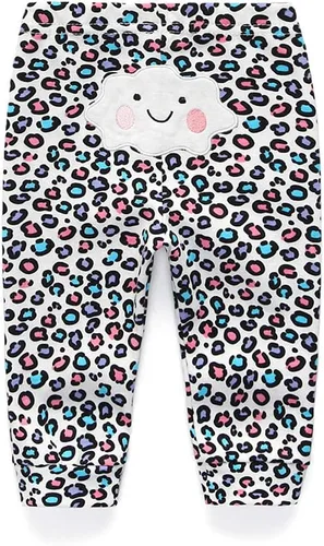 Vista 8 de Leggings unisex de algodón para recién nacido, paquete de 4 pantalones bordados, casuales, de 0 a 24 meses, para niños y niñas