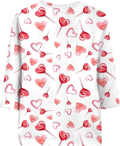 Vista 5 de Camiseta de manga 34 de verano de San PatricioSan Valentín para mujer, camiseta casual de manga tres cuartos para mujer, blusa de vacaciones
