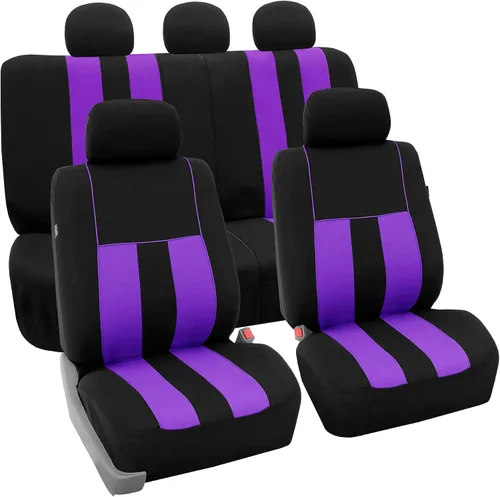 Vista 17 de FH Group Juego completo de fundas de asiento de coche de tres filas a rayas, compatible con bolsas de aire y listas para dividir, ajuste universal