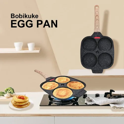 Vista 7 de Sartén antiadherente para huevos de 4 tazas con tapa, color negro