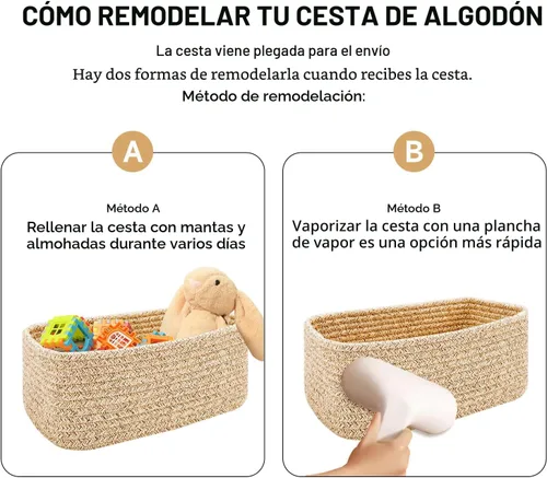Vista 7 de MiniArk Cestas de almacenamiento pequeñas para organizar Contenedores organizadores de armario Cesta de juguetes para estante Cestas de cuerda
