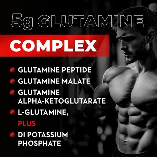Vista 3 de Matriz de glutamina 10.58 oz Natural Sin OGM Sin gluten 60 porciones
