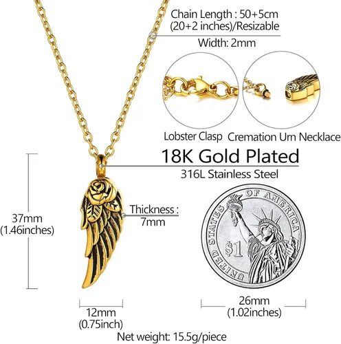 Vista 5 de Richsteel Urn Necklaces for Ashes for Women Men Cremation Pendant Necklace for Ashes Stainless Steel Memorial Jewelry