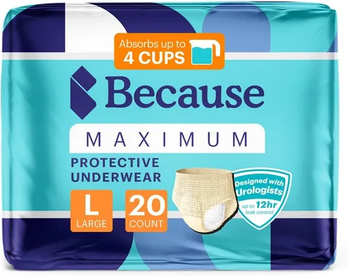 Vista 14 de Because Discreet Maximum Adult Incontinence & posparto ropa interior para mujer, alta absorción, desechable, absorbe hasta 4 tazas, beige
